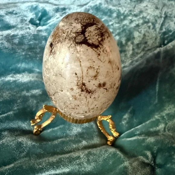 Vintage Italian Marble Artisan RARE Decorative Egg with Stand - Picture 7 of 8